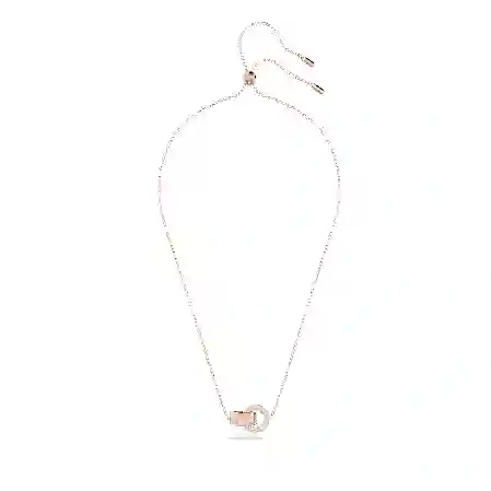 Resim Hollow Kolye, Kilitlenmiş döngü, Beyaz, Pembe altın rengi kaplama