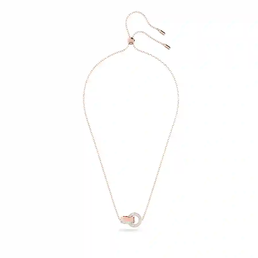 Resim Hollow Kolye, Kilitlenmiş döngü, Beyaz, Pembe altın rengi kaplama