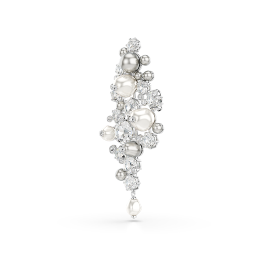 Resim Constella Broş, Kristal inci, Yuvarlak kesim, Beyaz, Rodyum kaplama