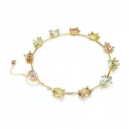 Resim Gema Kolye, Karışık kesimler, Çok renkli, Altın rengi kaplama