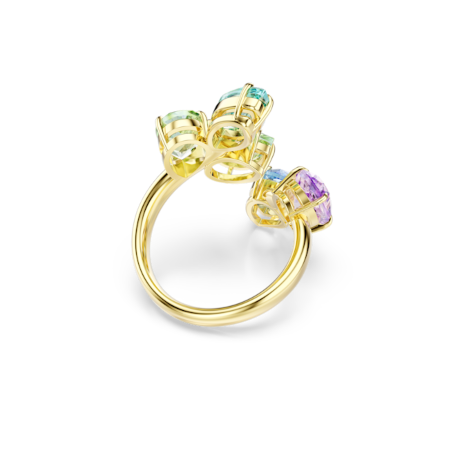 Resim Gema Motif Yüzük, Karışık kesimler, Çok renkli, Altın rengi kaplama