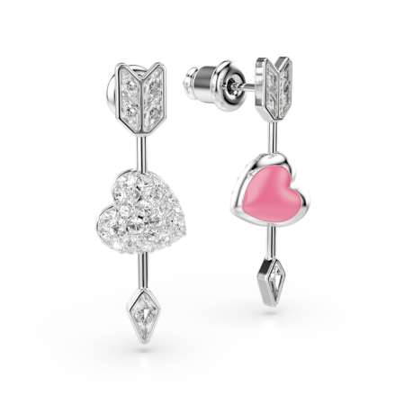 Resim Idyllia damla küpeler, Karışık kesimler, Oklu kalp, Beyaz, Rodyum kaplama