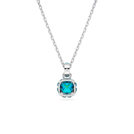 Resim Birthstone Kolye, Kare kesim, Aralık, Mavi, Rodyum kaplama