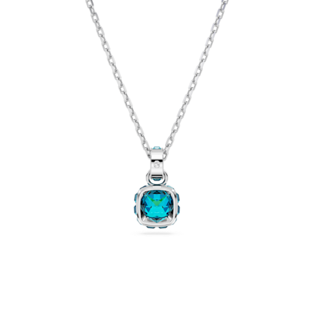 Resim Birthstone Kolye, Kare kesim, Aralık, Mavi, Rodyum kaplama