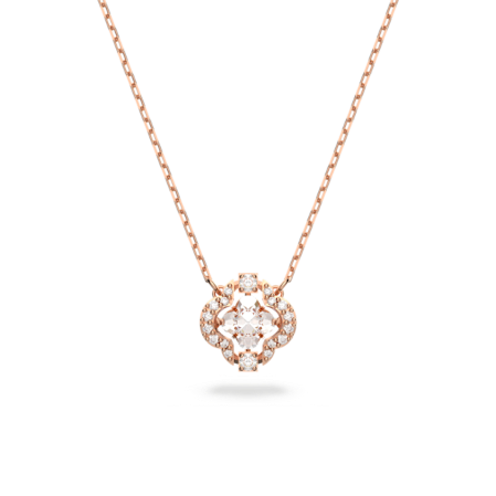 Resim Swarovski Sparkling Dance Kolye, Yonca, Beyaz, Pembe altın rengi kaplama