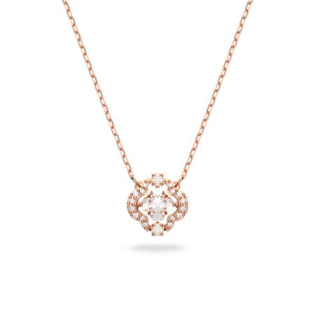 Resim Swarovski Sparkling Dance Kolye, Yonca, Beyaz, Pembe altın rengi kaplama