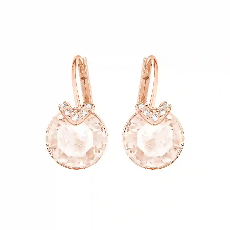 Resim Bella V damla küpeler, Yuvarlak kesim, Altın Rengi, Pembe altın rengi kaplama