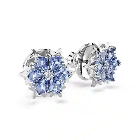 Resim Magic düğme Küpeler, Kar tanesi, Mavi, Rodyum kaplama