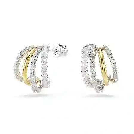 Resim Hyperbola halka küpeler, Karışık kesimler, Mini, Beyaz, Karışık metal yüzey