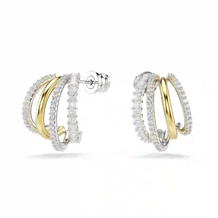 Resim Hyperbola halka küpeler, Karışık kesimler, Mini, Beyaz, Karışık metal yüzey