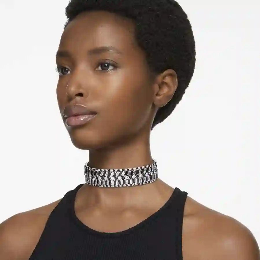 Resim Hyperbola Gerdanlık, Karışık kesimler, Siyah, Rodyum kaplama