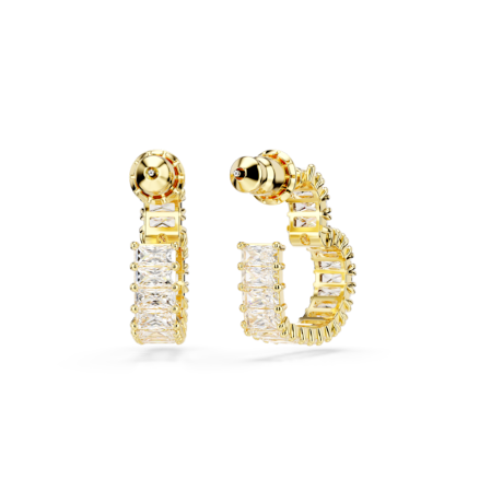 Resim Matrix halka küpeler, Baget kesim, Kalp, Küçük, Beyaz, Altın rengi kaplama