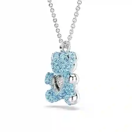 Resim Teddy Kolye, Ayıcık, Mavi, Rodyum kaplama