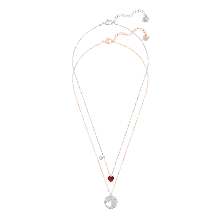 Resim Crystal Wishes Kolye, Set (2), Kalp, Kırmızı, Karışık metal yüzey